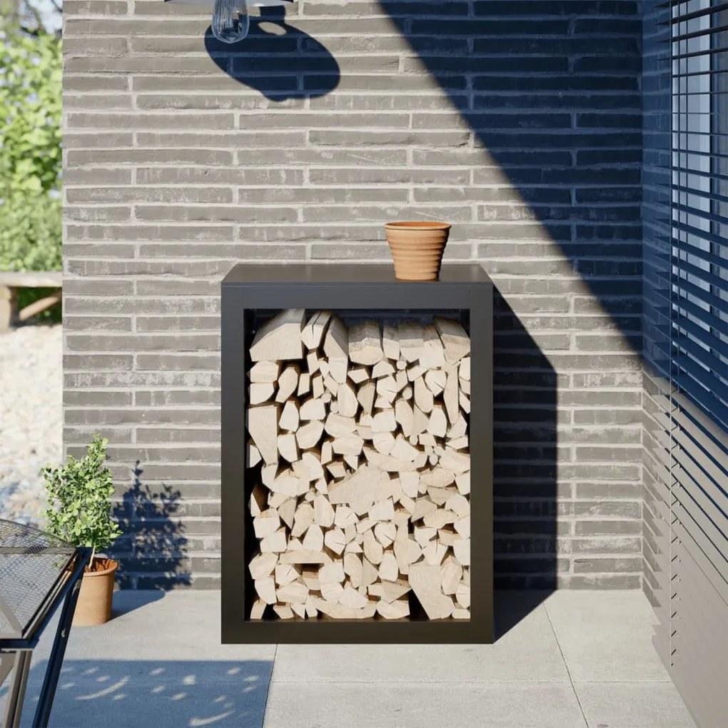 vidaXL Suporte para lenha 60x40x80 cm aço preto