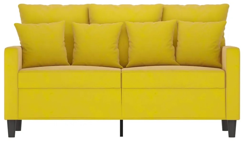 Sofá Cinha de 2 Lugares - Cor Amarelo - 138x77x80 cm - Em Veludo e Est