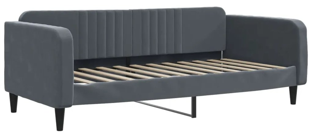 Sofá-cama com colchão 90x200 cm veludo cinzento-escuro