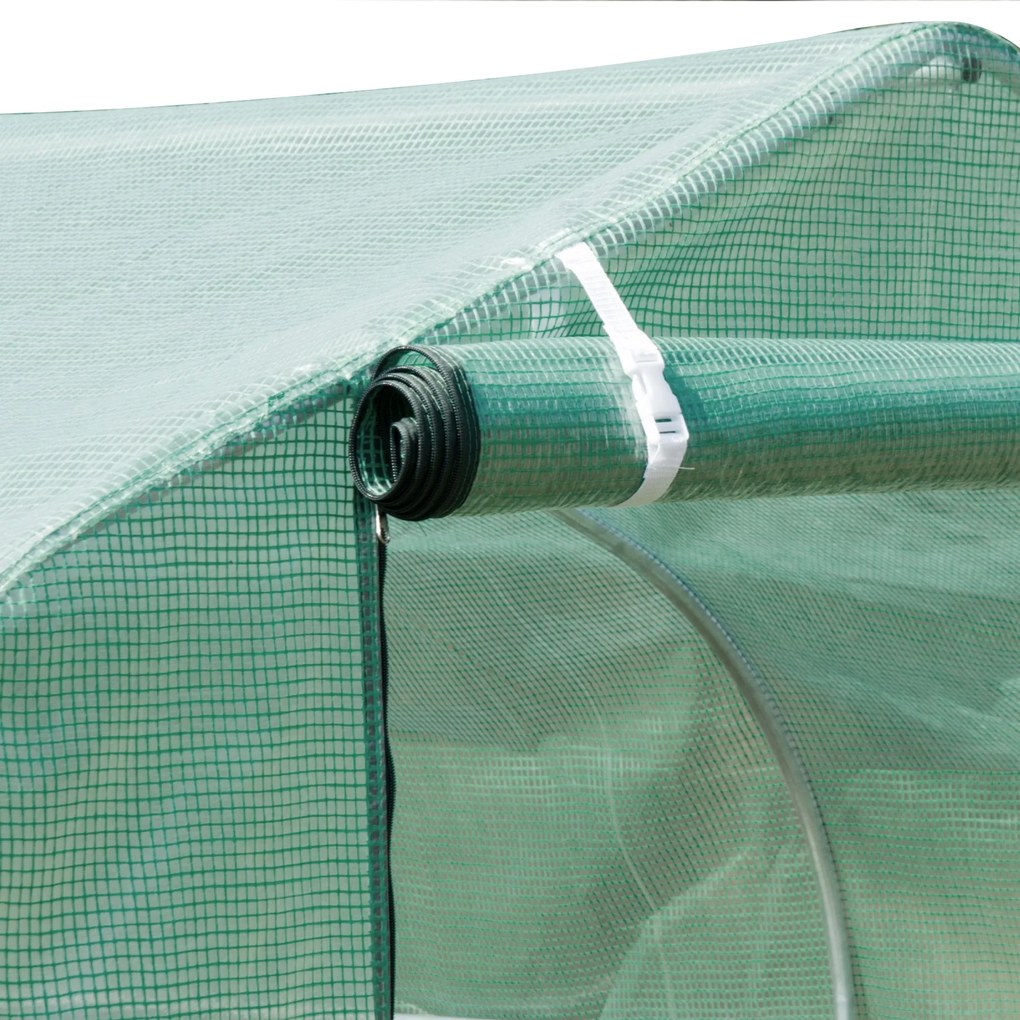 Outsunny Estufa de Túnel 3x2x3m Estufa de Jardim Exterior com Portas Enroláveis e 6 Janelas Polietileno e Metal Galvanizado para Cultivos Plantas Flores Verde