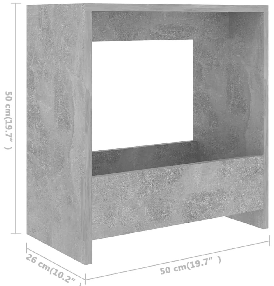 Mesa de apoio 50x26x50 cm derivados de madeira cinzento cimento