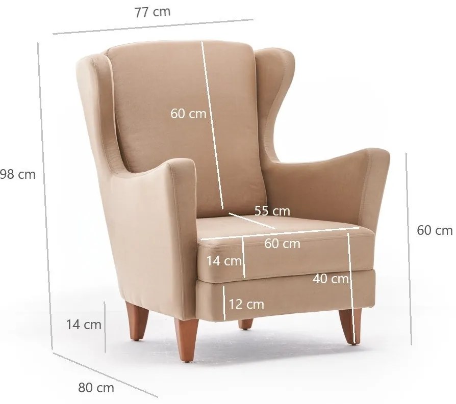 Cadeirão Lola – Creme – 77 cm x 98 cm x 80 cm