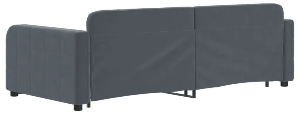 Sofá-cama c/ gavetão e gavetas 90x200 cm veludo cinzento-escuro