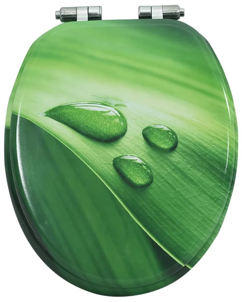 Assento sanita c/ tampa fecho suave MDF design gotas água verde