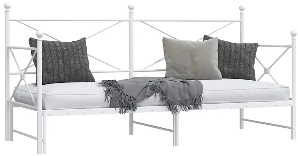 Cama de dia com gavetão sem colchão 90x200 cm aço branco
