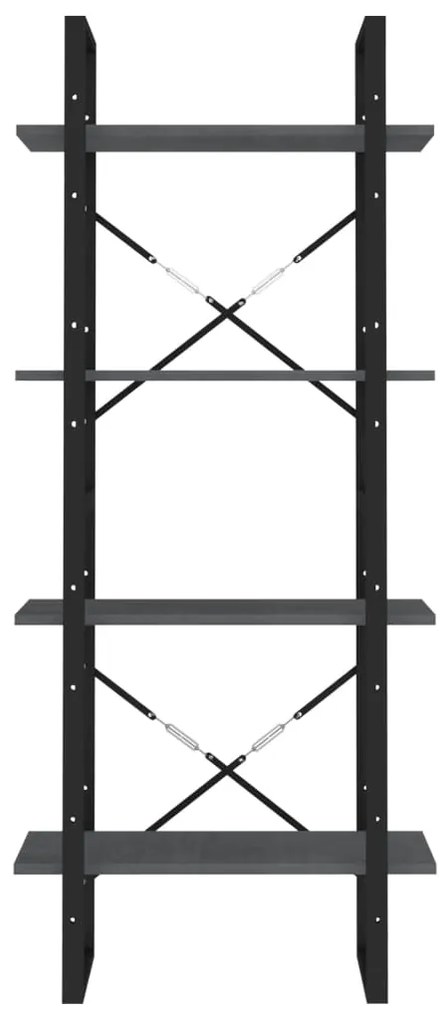 Estante com 4 prateleiras 60x30x140 cm pinho maciço cinzento