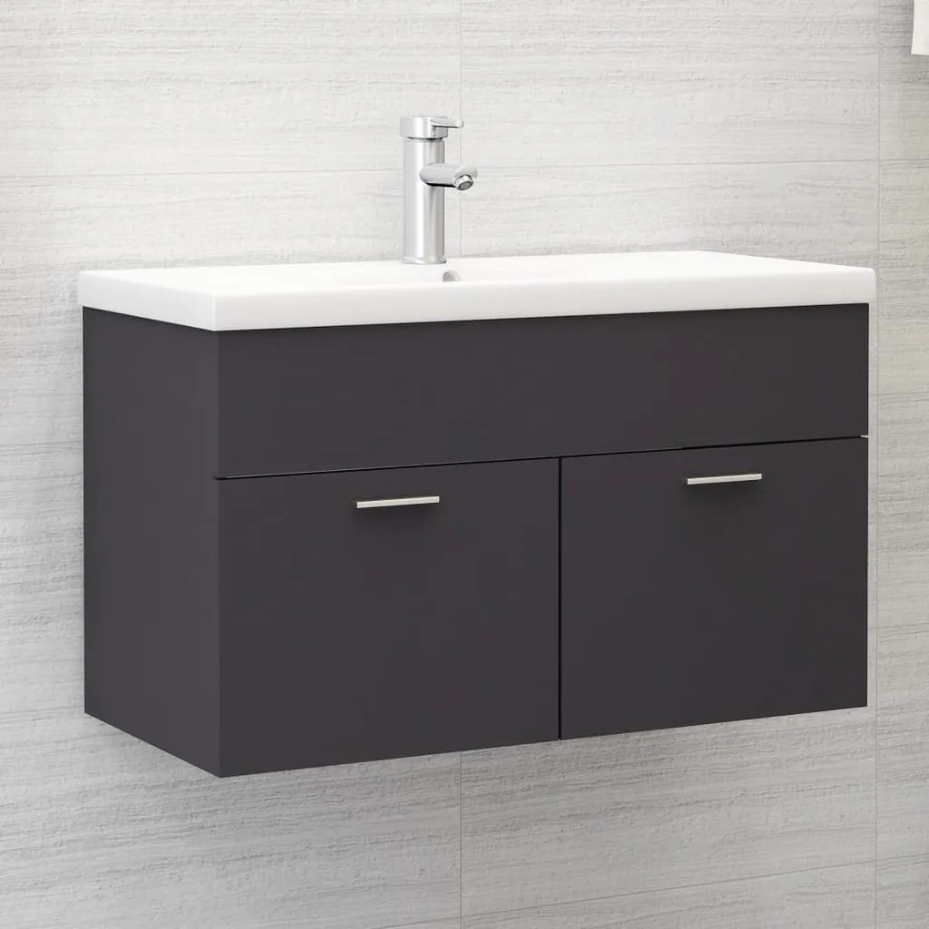 804658 vidaXL Armário de lavatório 80x38,5x46 cm contraplacado cinzento