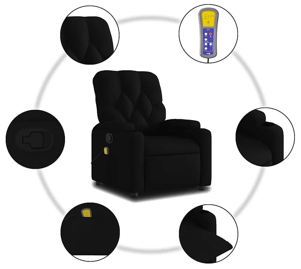 Poltrona de massagens reclinável tecido preto