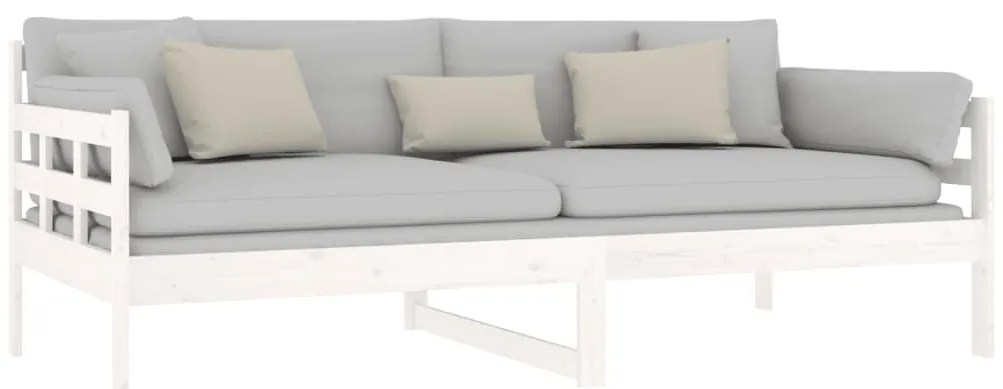 Sofá-cama 90x190 cm madeira de pinho maciça branco