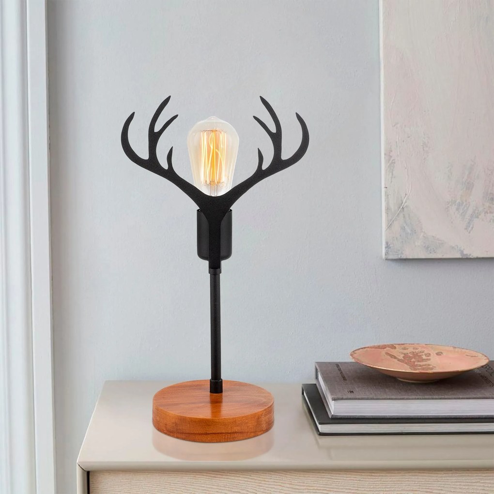 Candeeiro de Mesa Beami – Nogueira e Preto – 23 x 15 cm