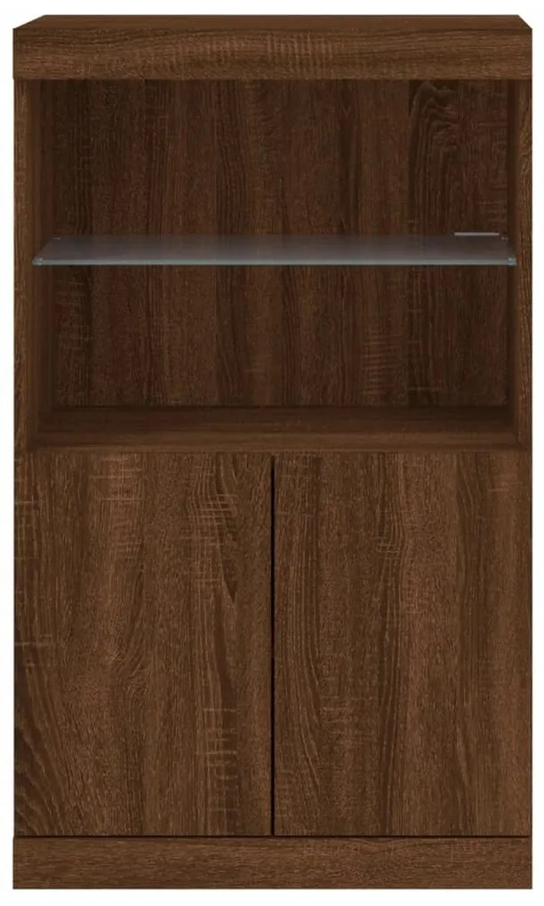 Aparador com luzes LED 60,5x37x100 cm carvalho castanho