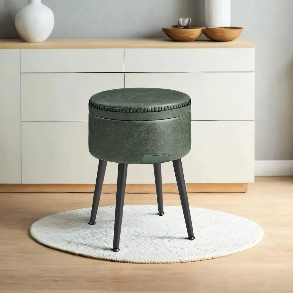 Banco com espaço de arrumação, banco toucador, pufe 44,4 cm de altura verde floresta