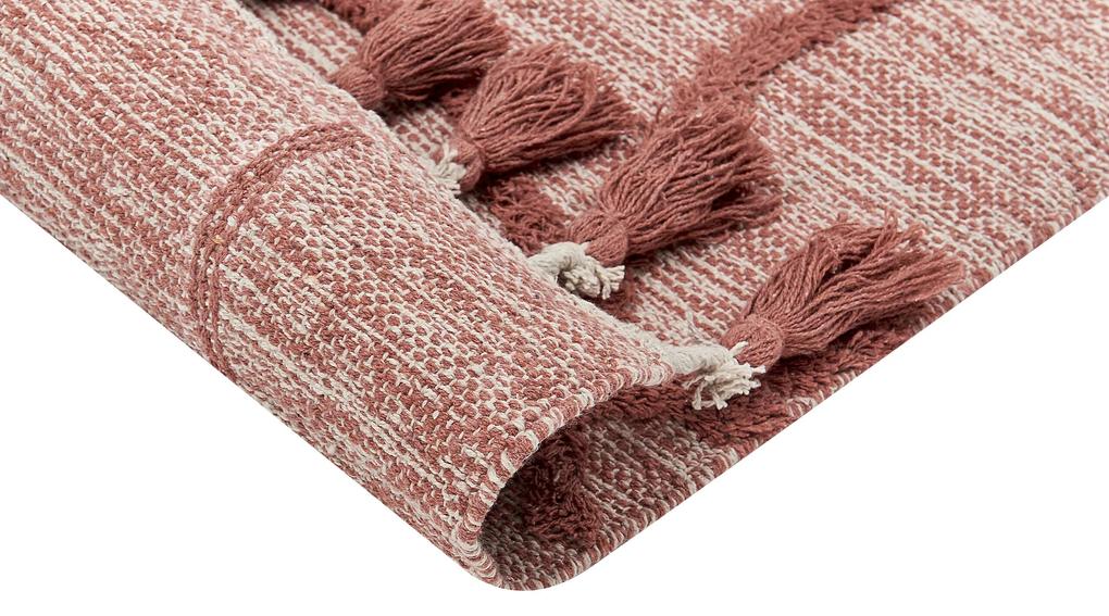 Tapete de algodão vermelho 80 x 150 cm KIRSEHIR Beliani