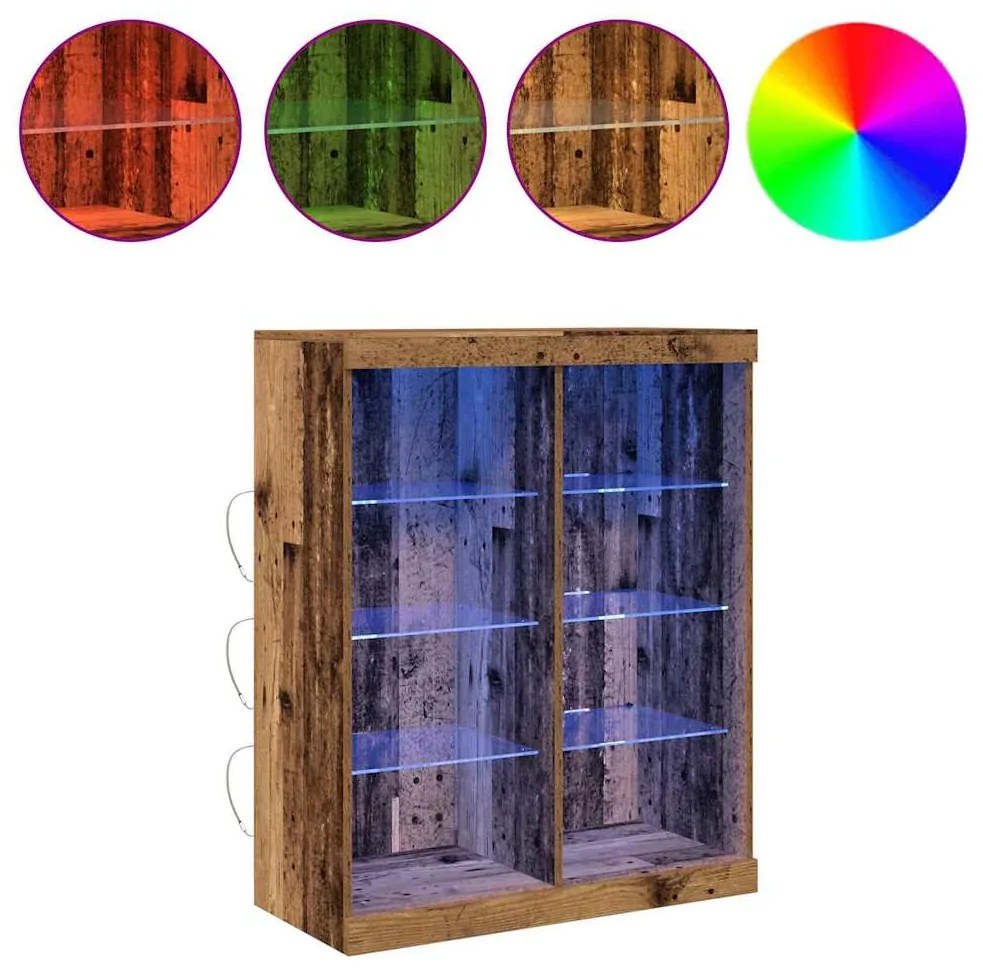 Sideboard com luzes LED Madeira antiga 41x37x100 cm