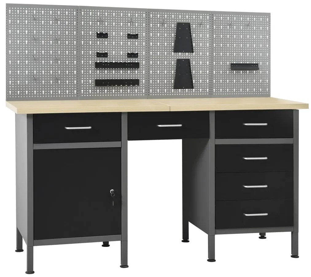 vidaXL Bancada de trabalho com quatro painéis de parede