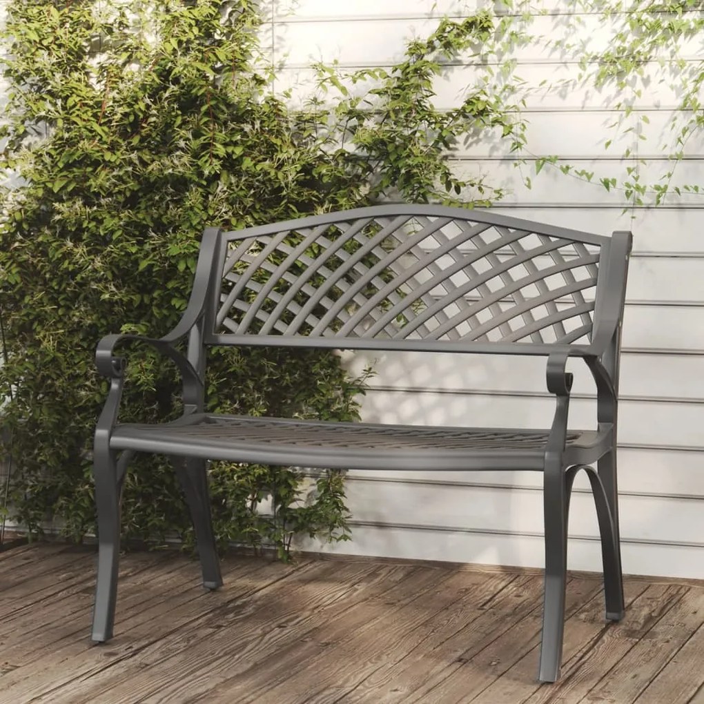 vidaXL Banco de jardim 102 cm alumínio fundido preto
