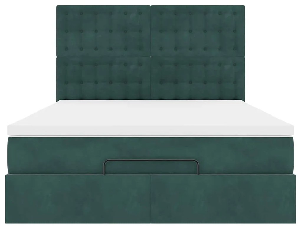 Estrutura cama otomana colchões 140x200 cm veludo verde escuro