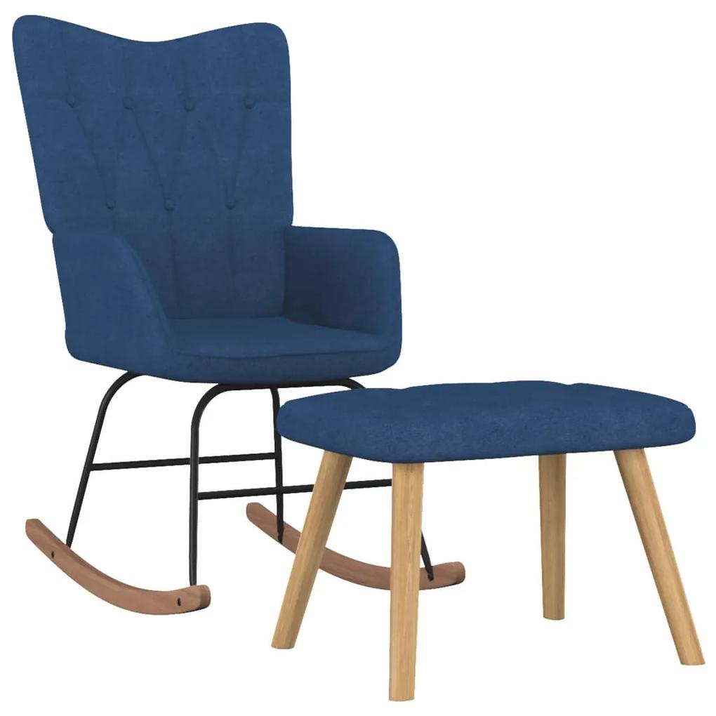 Cadeira de baloiço com banco tecido azul