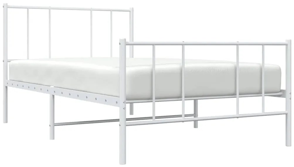 Estrutura de cama com cabeceira e pés 100x190 cm metal branco