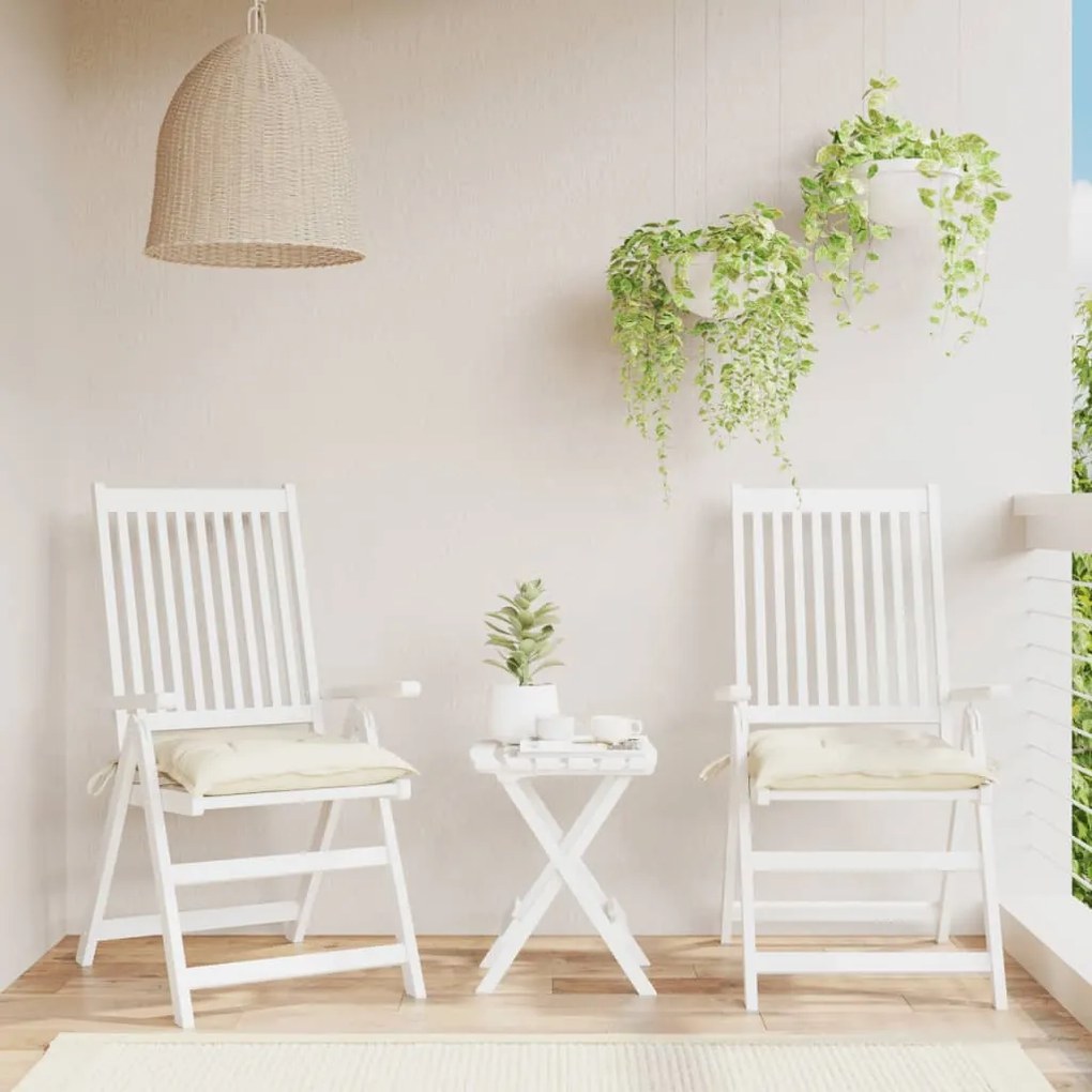 Almofadões de cadeira 2 pcs 40x40x7cm tecido oxford branco nata