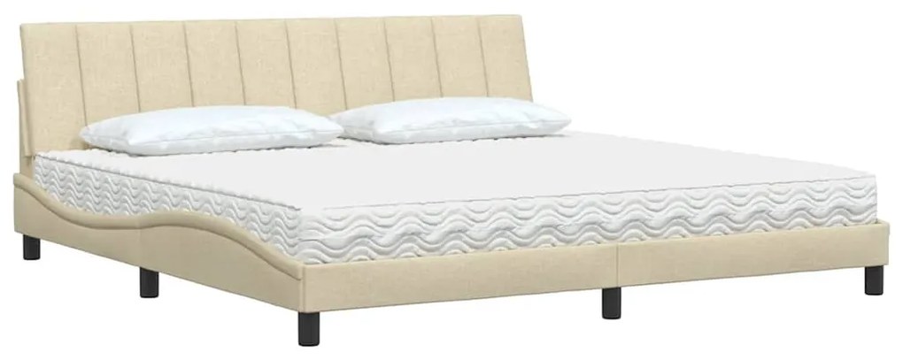 Cama com colchão 200x200 cm tecido cor creme