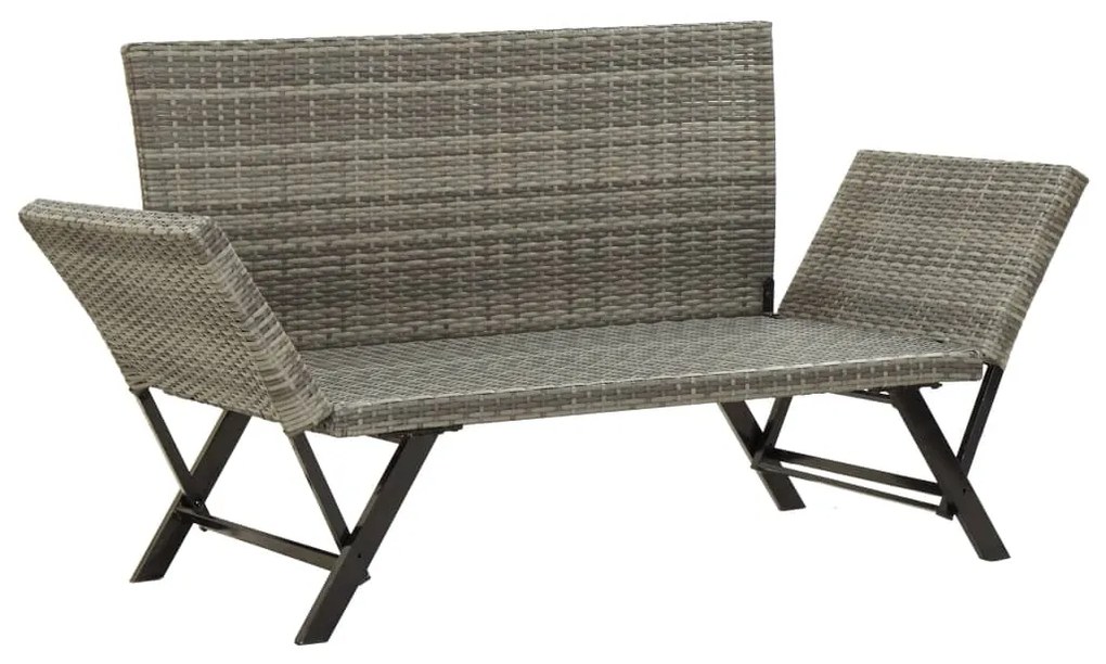 Banco de jardim c/ almofadões 176 cm vime PE cinzento