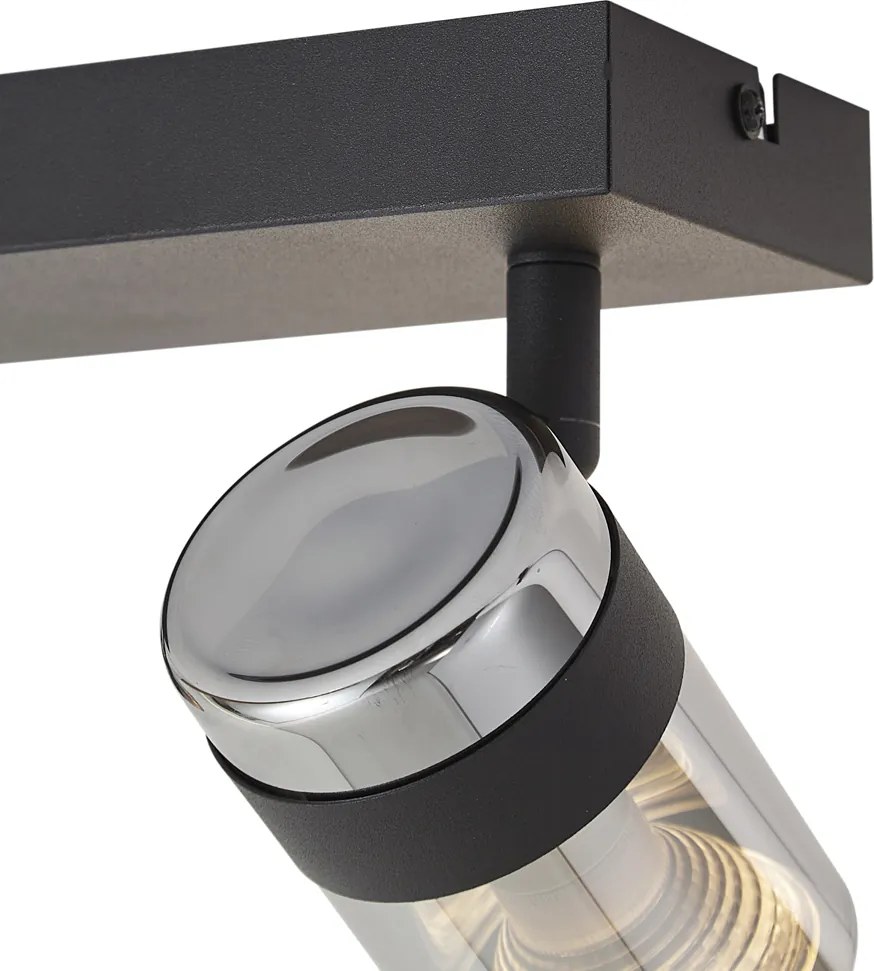 Foco de teto preto com vidro fumê 2 luzes giratório e inclinável - Gianni