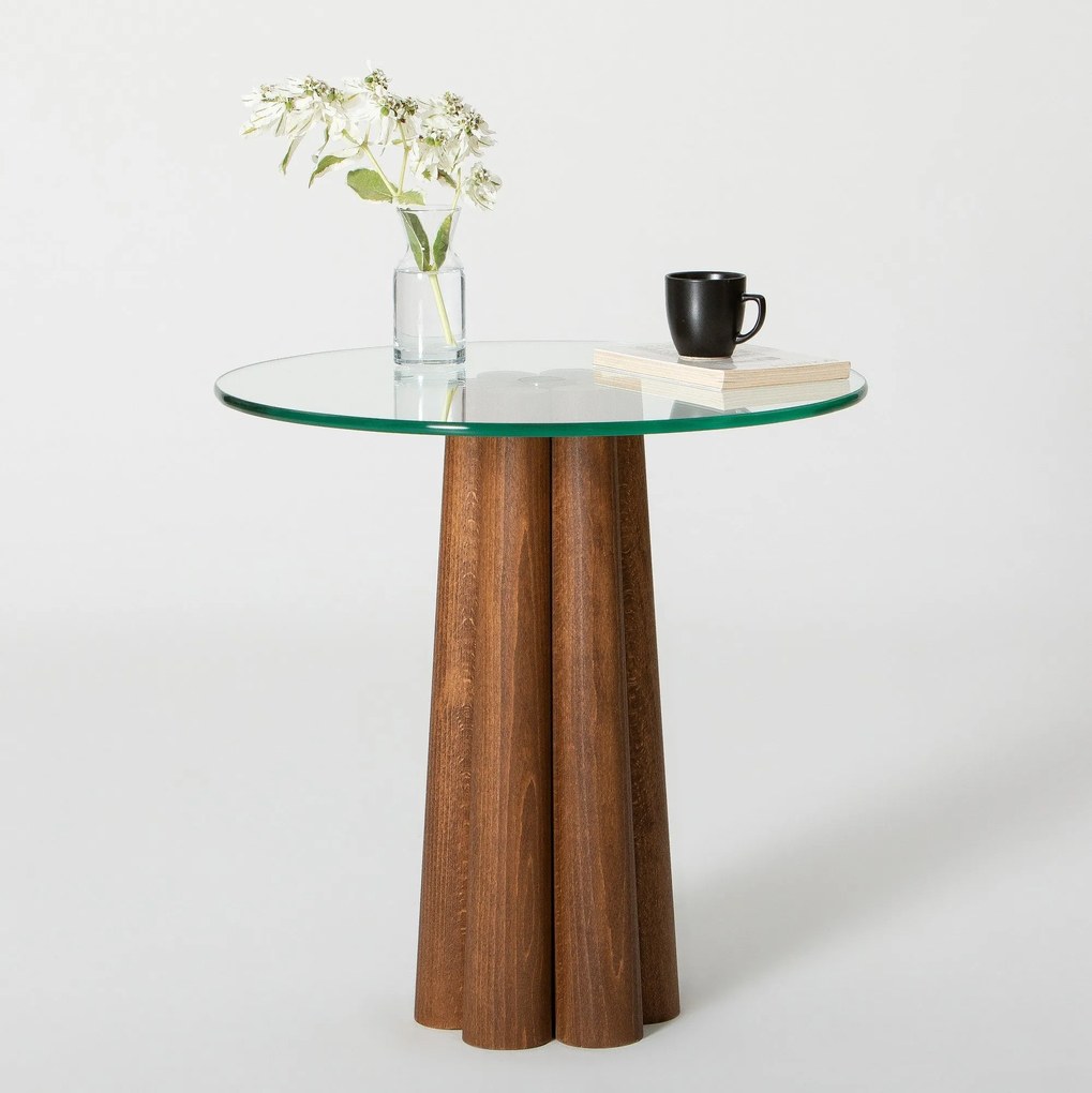 Mesa de Centro Thales – Nogueira Transparente – 50x50x50 cm