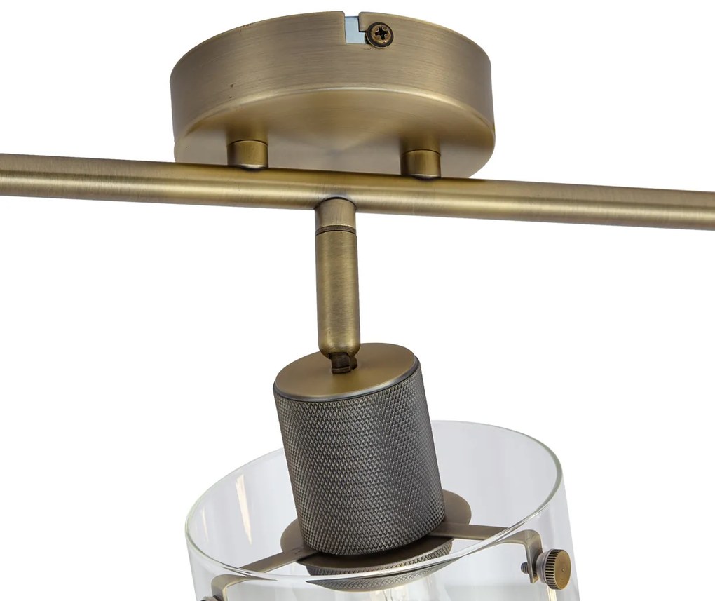 Foco de teto de design bronze com vidro transparente 3 luzes - Domo Moderno
