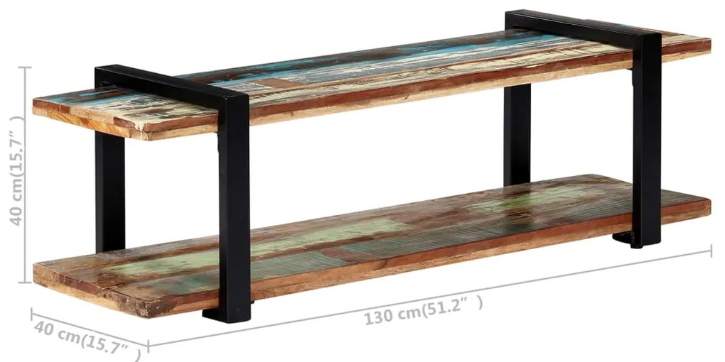Móvel de TV 130x40x40 cm madeira recuperada maciça