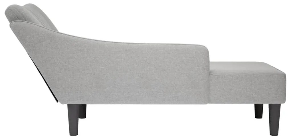 Chaise lounge com apoio de braço direito em tecido cinza nuvem