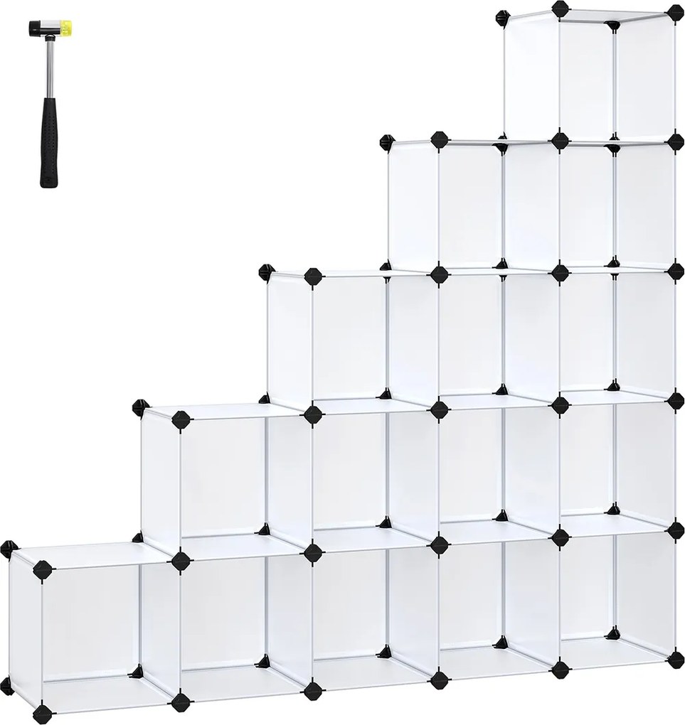 Sistema de prateleiras 125 x 125 x 31 cm encaixáveis 16 cubos Branco