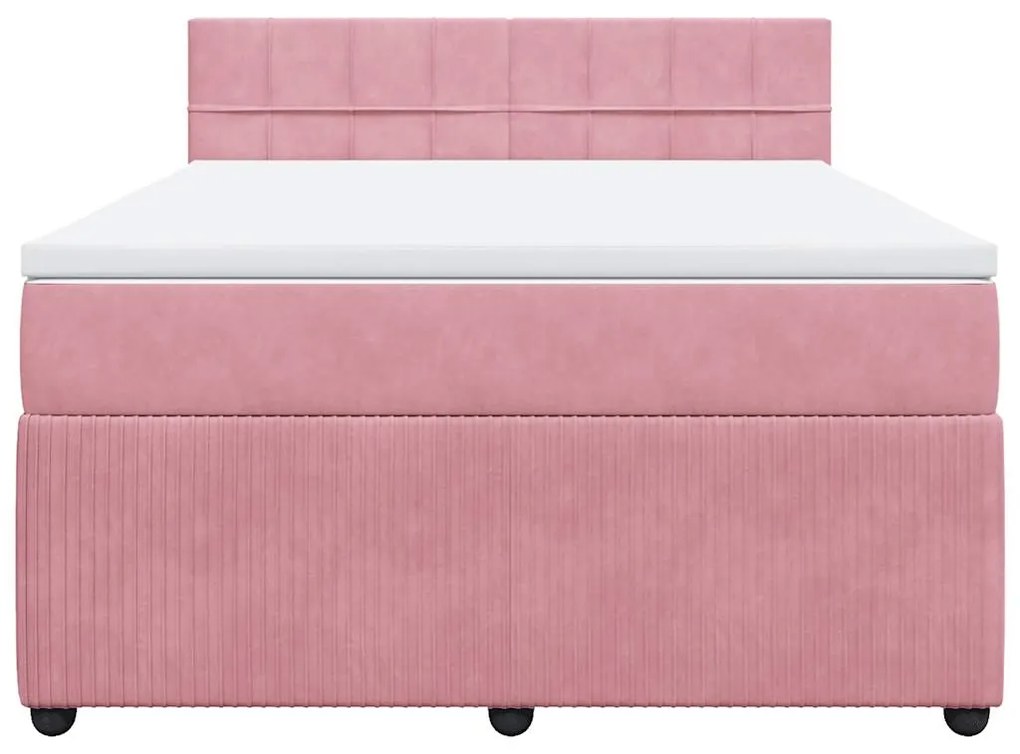 Cama com molas/colchão 140x200 cm veludo rosa