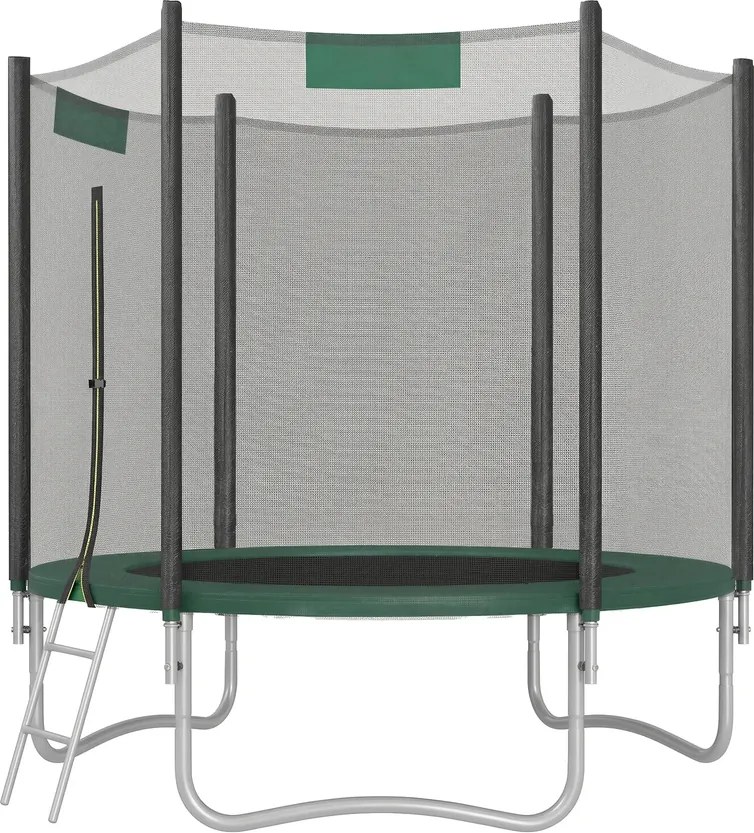 Trampolim de 244 cm, de jardim para crianças com rede de segurança e cobertura lateral Verde escuro