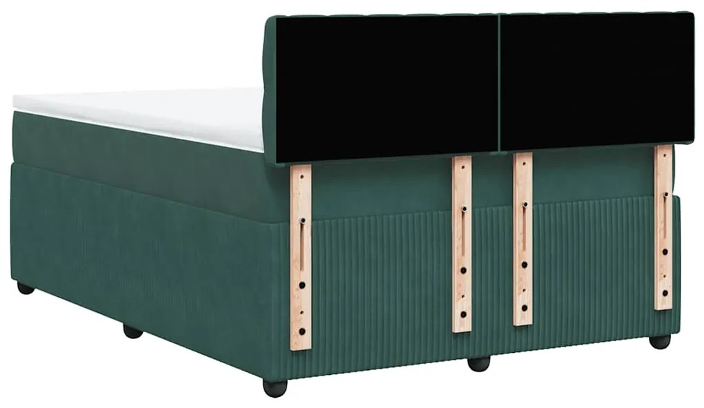 Cama com molas/colchão 140x200 cm veludo verde-escuro
