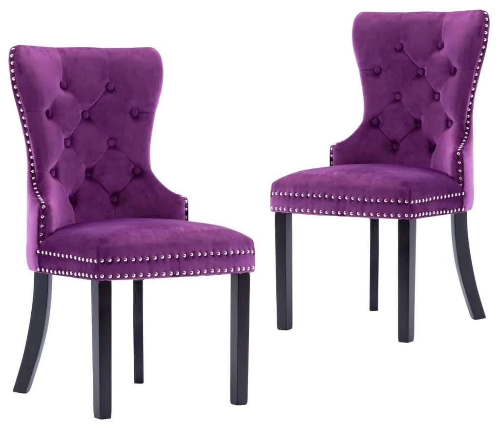 vidaXL Cadeiras de jantar 2 pcs veludo roxo