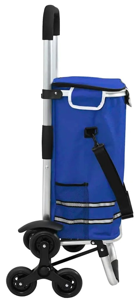 Carrinho de Compras vidaXL com Rodas e Cabo Ajustável Azul 40 L