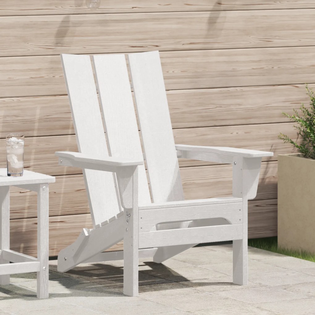 vidaXL Cadeira Adirondack Reclinável Branca 74,5x80,5x90 cm HDPE