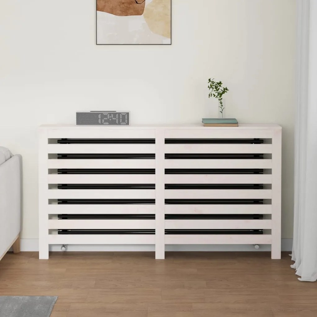 Cobertura de radiador 153 x 19 x 84 cm pinho maciço branca