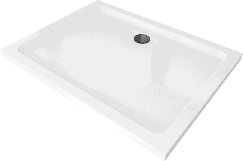 Mexen Flat base de duche retangular slim 100 x 80 cm, branco, sifão preto - 40108010B