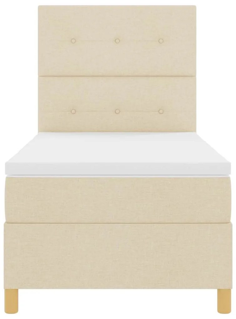 Cama Box com Colchão e LED Cream 100x200 cm Tecido