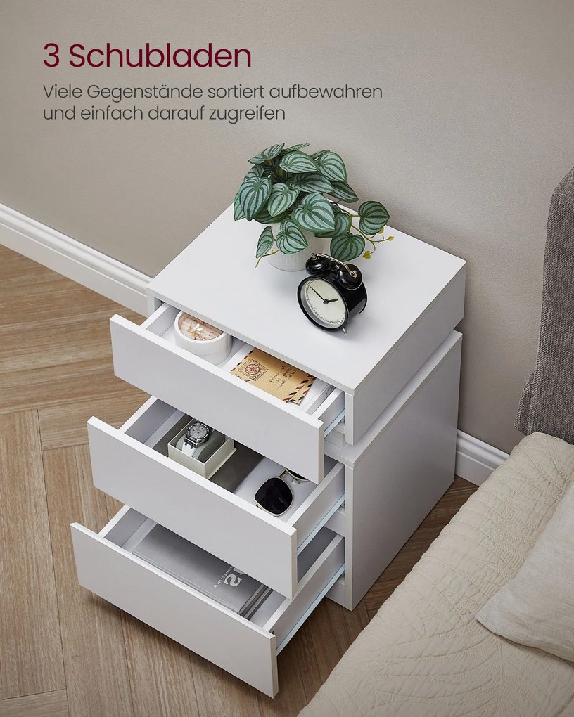 Mesa de cabeçeira com iluminação LED 35,1 x 40,1 x 55,1 cmcores ajustáveis branco