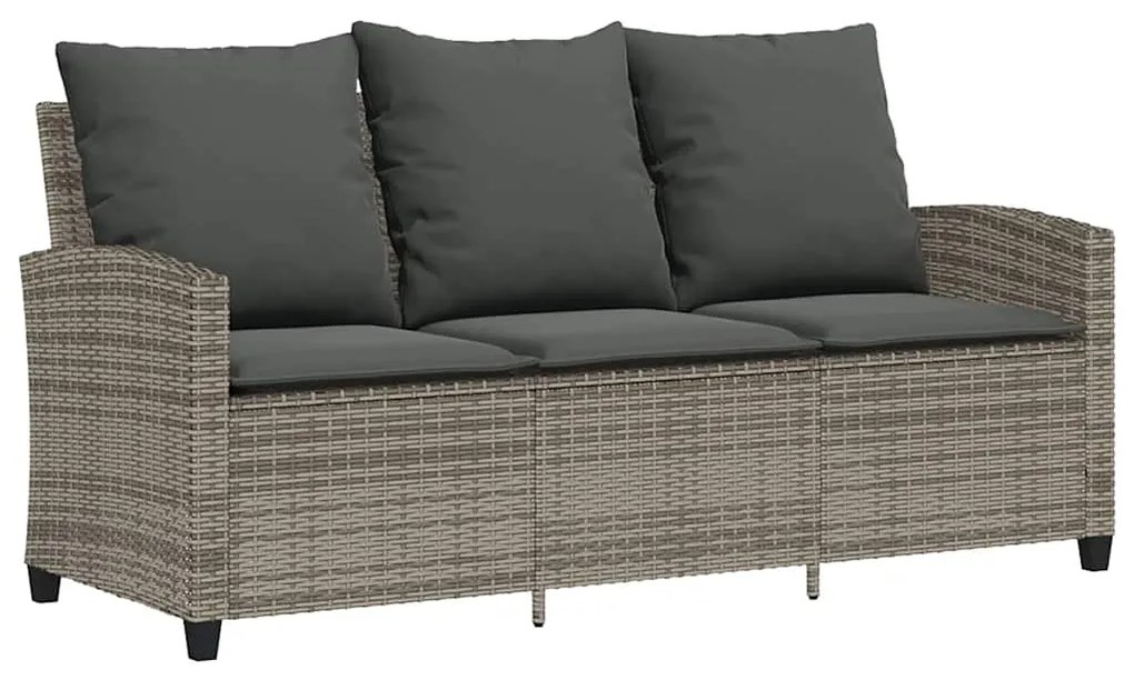 6 pcs conjunto sofás de jardim com almofadões vime cinzento
