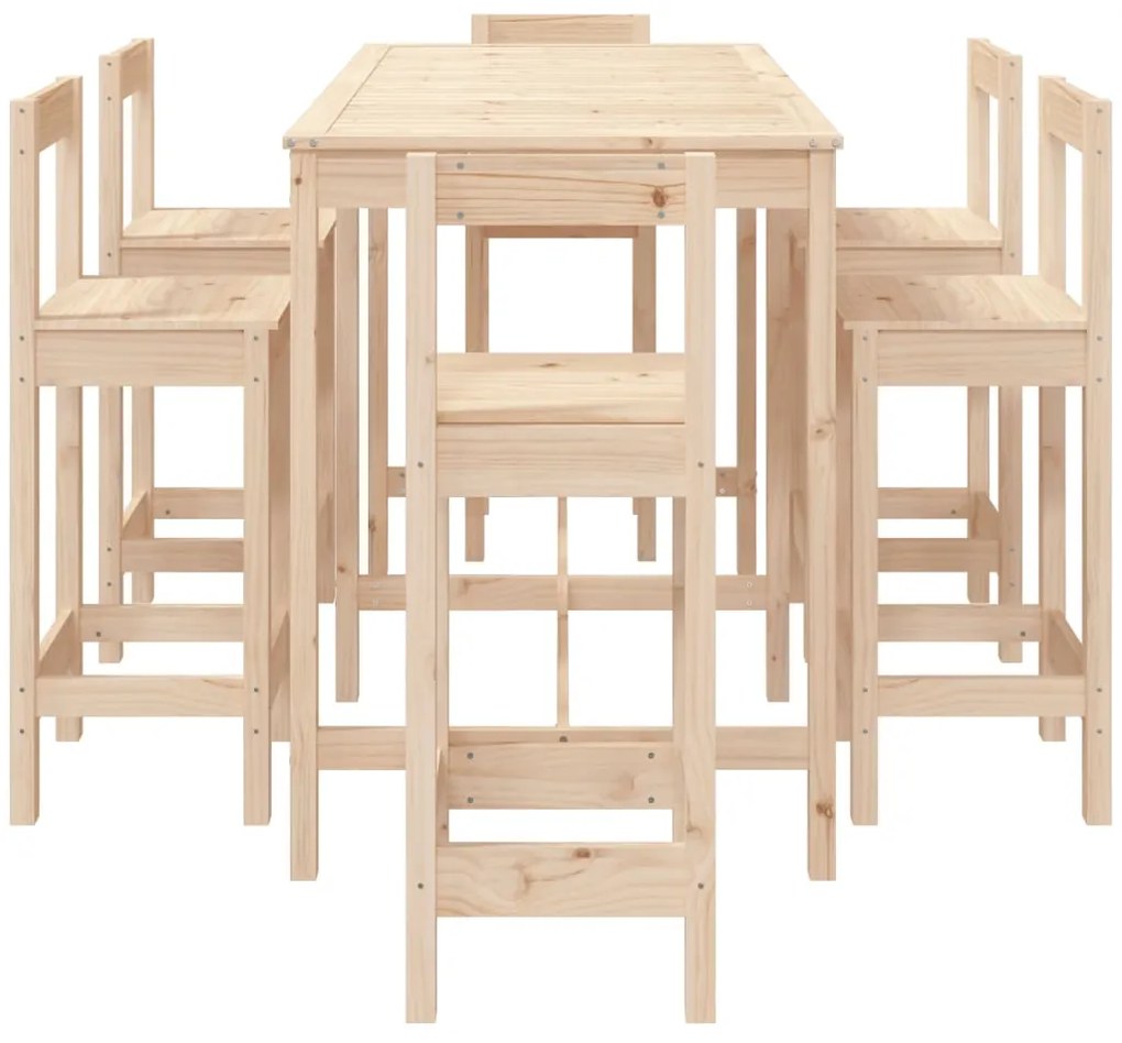 7 pcs conjunto de bar para jardim pinho maciço
