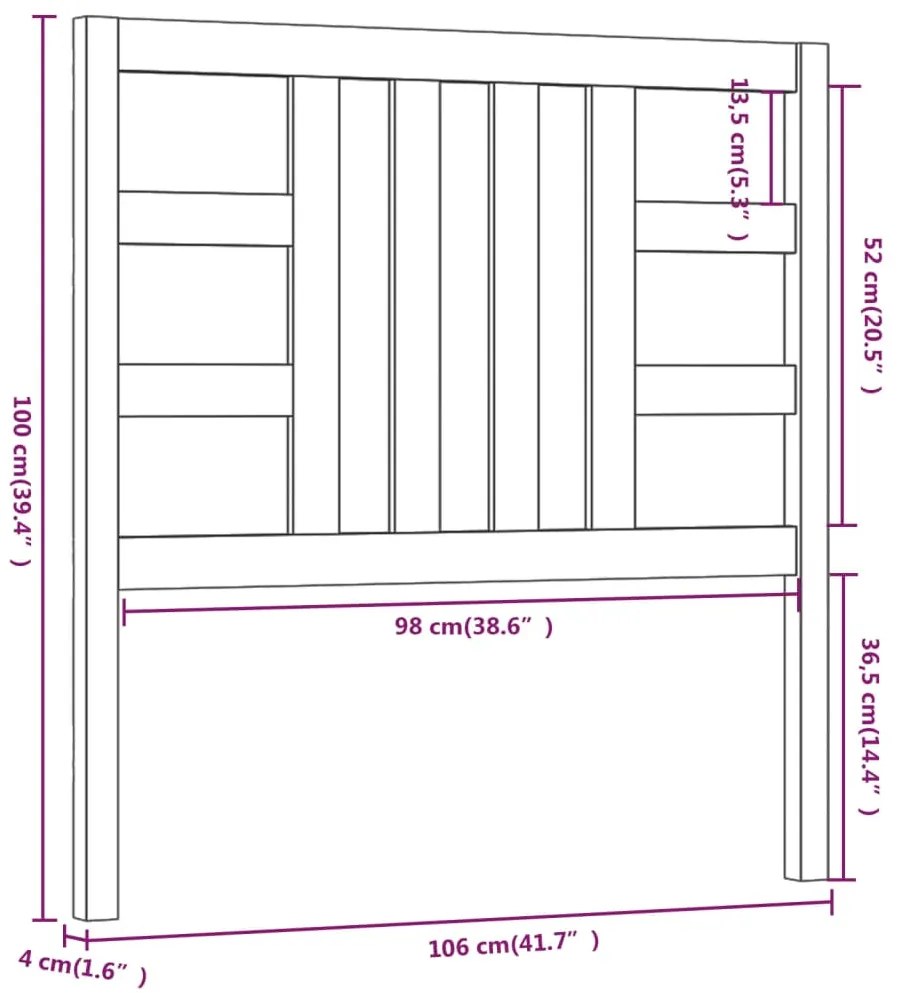 Cabeceira de cama 106x4x100 cm pinho maciço branco