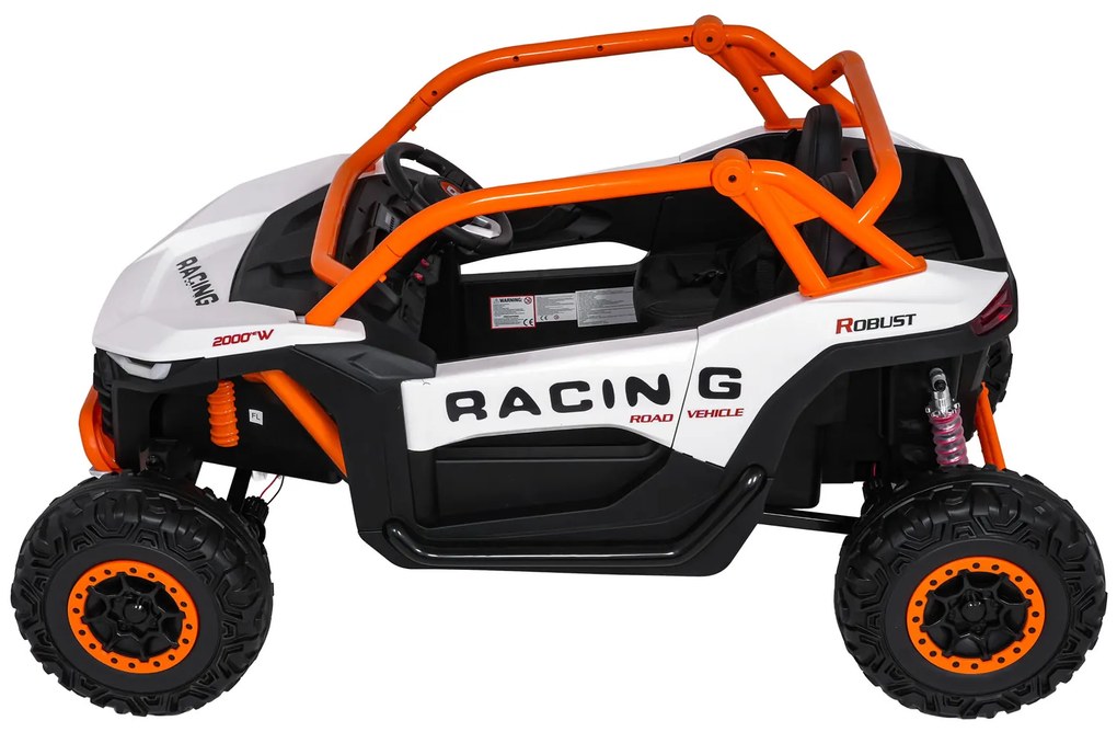Carro elétrico para Crianças 4X4 2 Lugares 24V RACING Road 2000, Pneus	Espuma EVA, Assento couro ecológico Branco