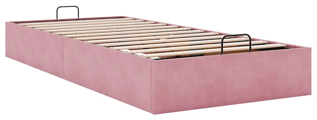 Ottoman Bed Frame No Colchão Rosa 90x190 cm Veludo