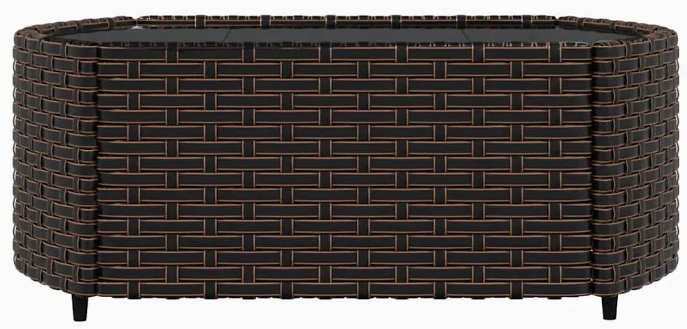 3 pcs conjunto lounge jardim c/ almofadões vime PE castanho