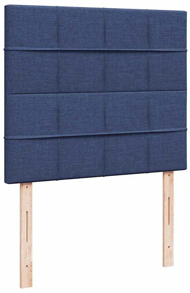 Cama box spring c/ colchão e LED 120x190 cm tecido azul