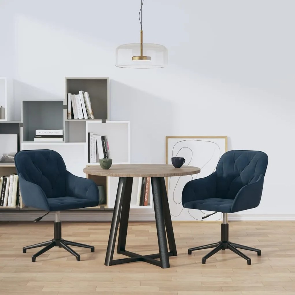vidaXL Cadeiras de jantar giratórias 2 pcs veludo azul